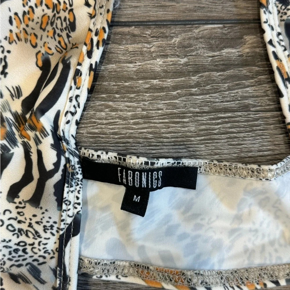 NWT Women One-piece Swimsuit Bodysuit Bikini Monokini Open Back Leopard Print - Picture 3 of 7